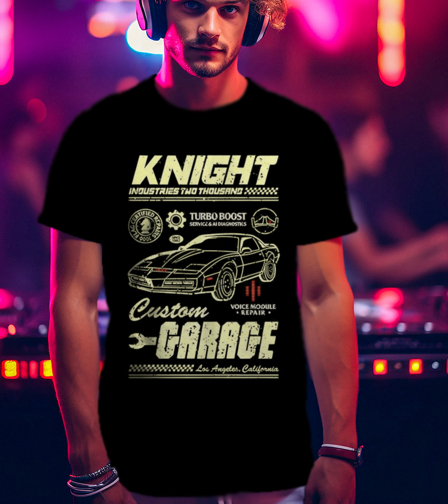 Knight Industries Turbo Boost Custom Garage Vintage Los Angeles California T-Shirt