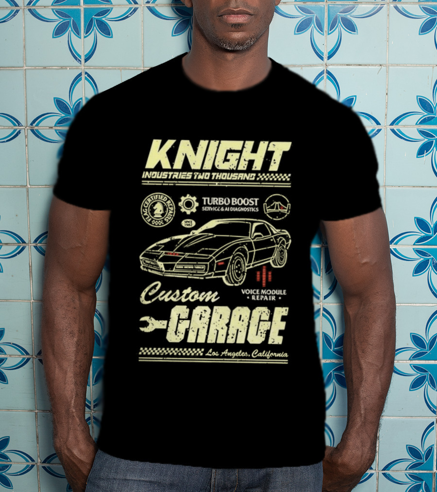Knight Industries Turbo Boost Custom Garage Vintage Los Angeles California T-Shirt