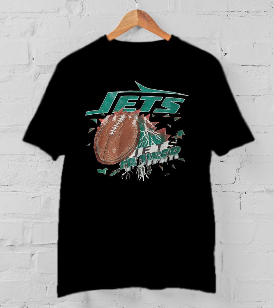 New York Jets Power Football Lightning 90s Vintage T-Shirt