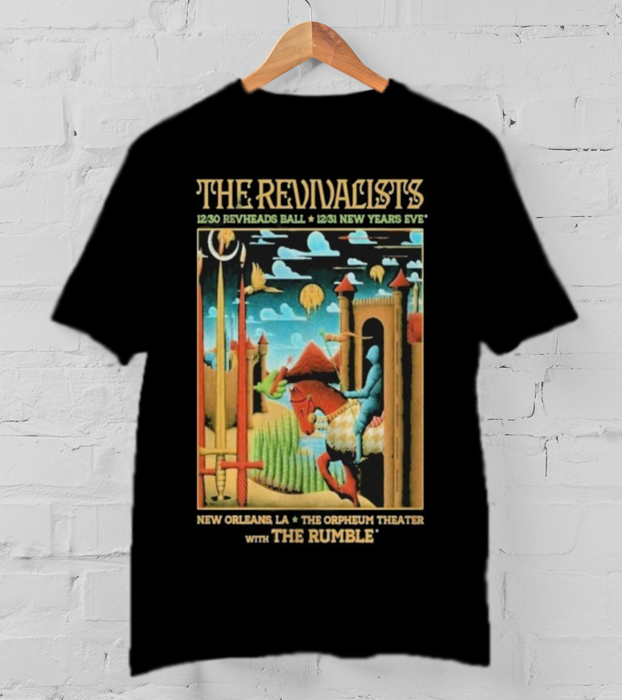 The Revivalists New Orleans Dec 30-31 2025 Orpheum Theater Artwork Medieval Knight Horse Fantasy Landscape T-Shirt