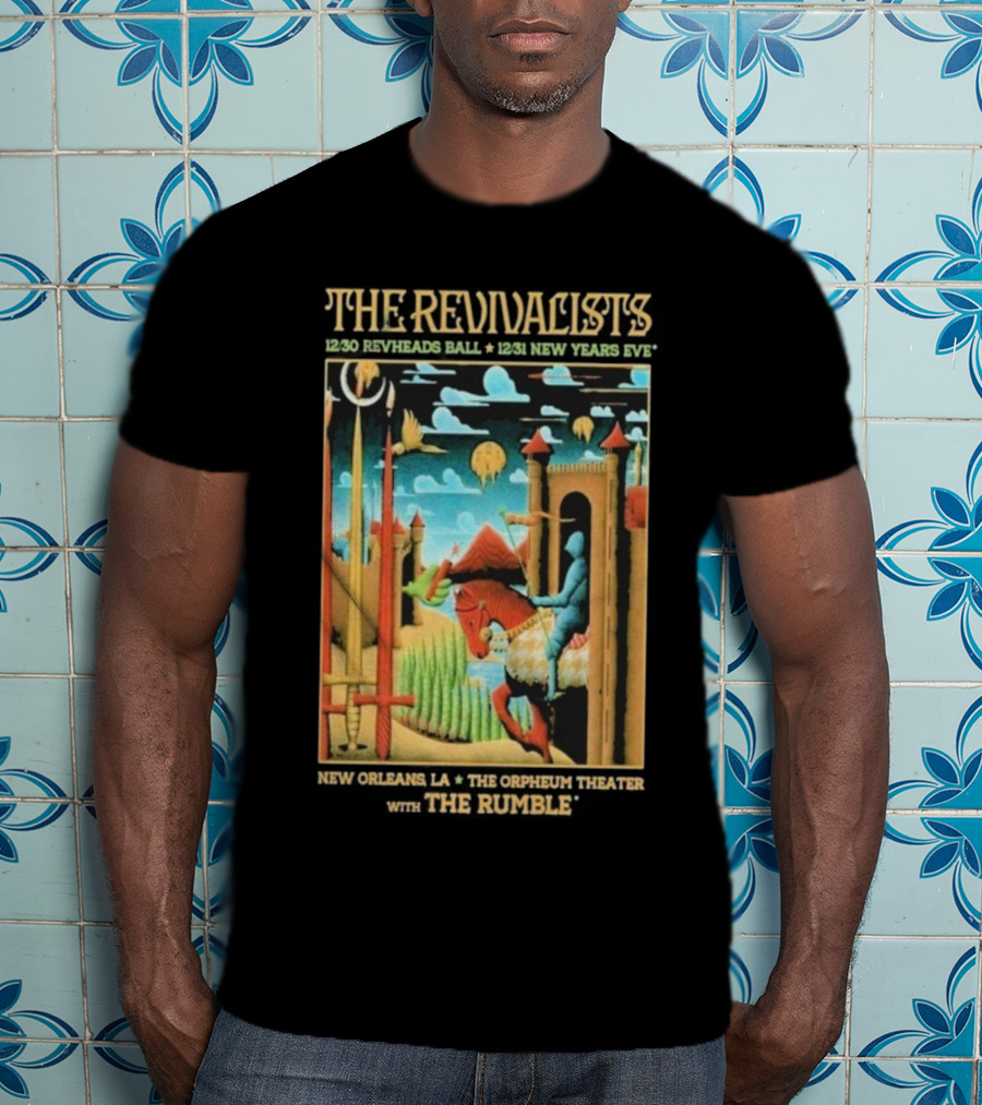 The Revivalists New Orleans Dec 30-31 2025 Orpheum Theater Artwork Medieval Knight Horse Fantasy Landscape T-Shirt