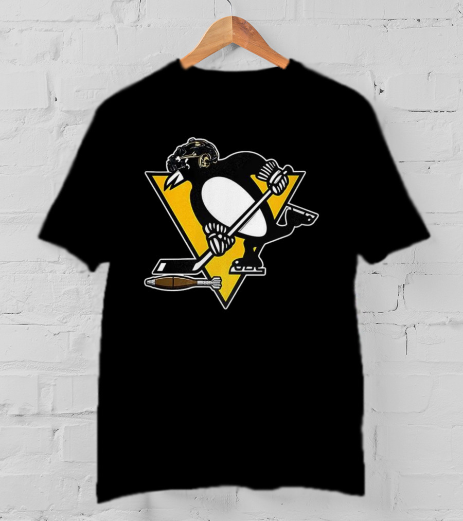 Pittsburgh Penguins Hockey Soldier Mascot Football Rocket T-Shirt