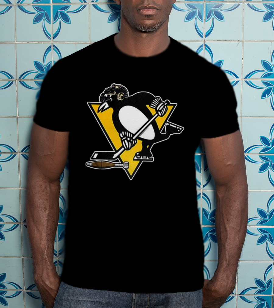 Pittsburgh Penguins Hockey Soldier Mascot Football Rocket T-Shirt