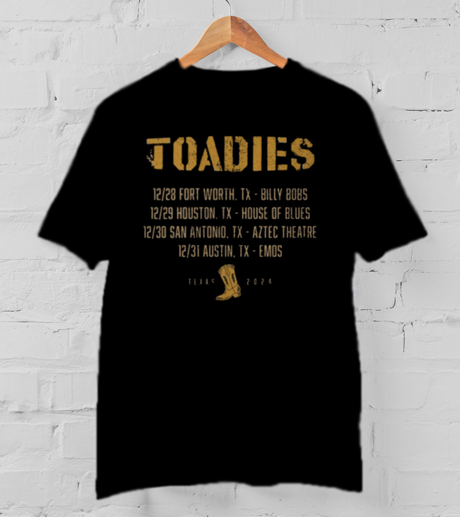 Toadies 2024 Texas Tour Dates Fort Worth Houston San Antonio Austin T-Shirt