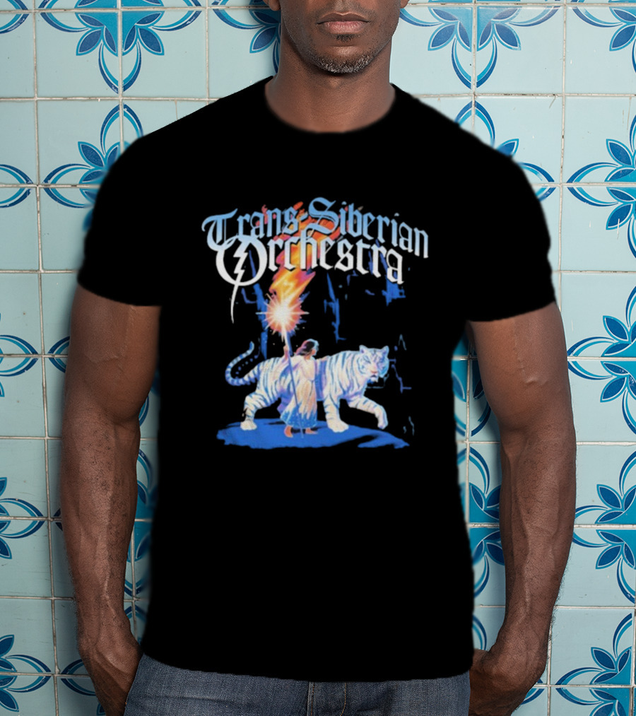 Trans-Siberian Orchestra Fire Torch With Child And White Tiger T-Shirt