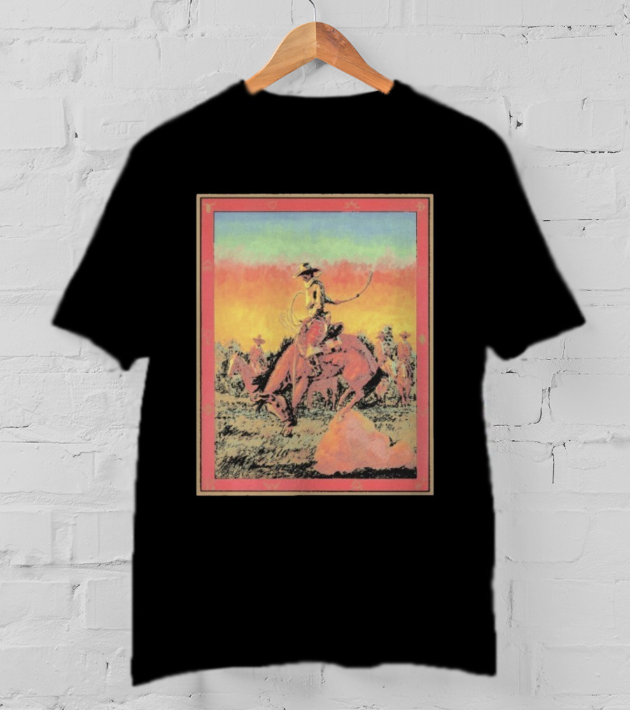 Arizona Cowboy Western Rodeo Sunset Scene Rustic Art T-Shirt