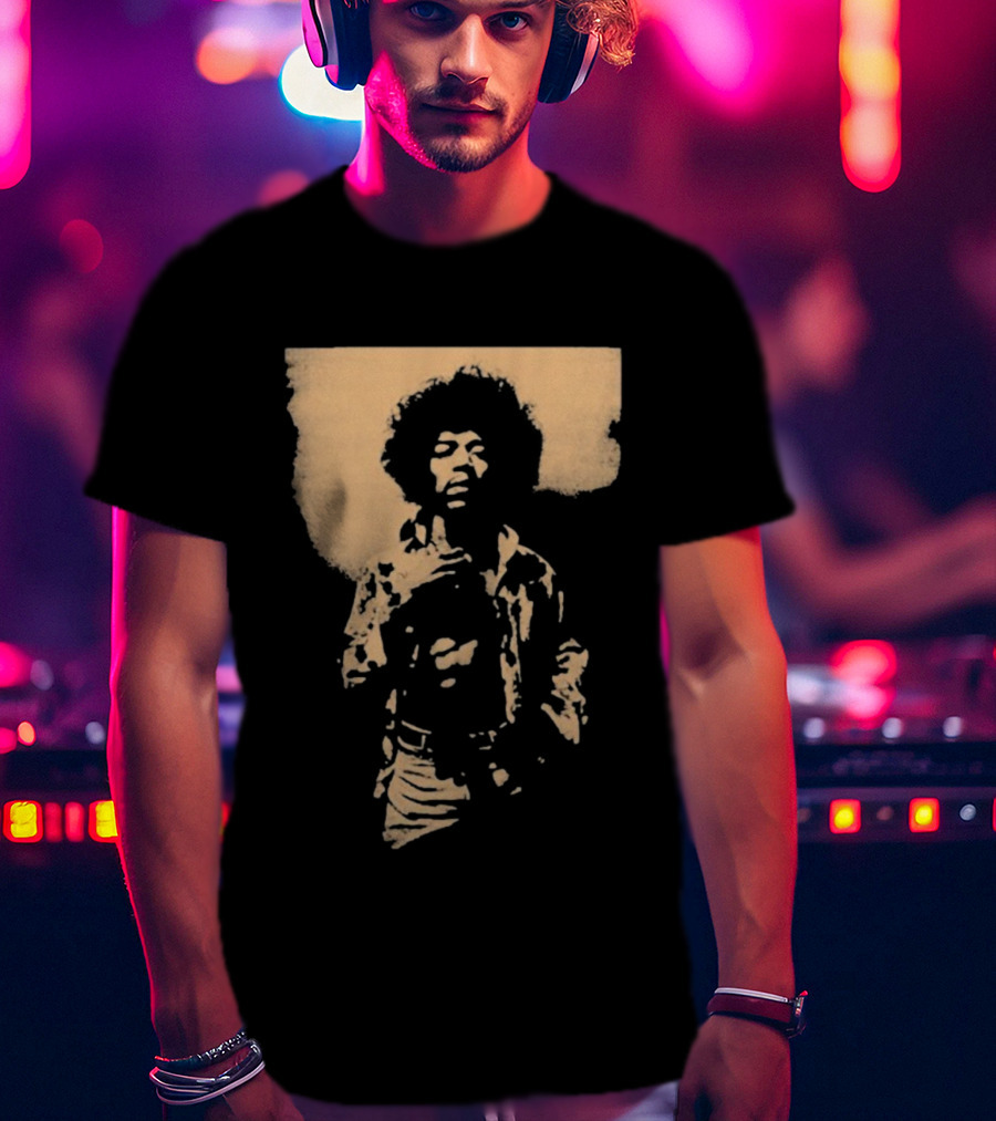 Bob Marley Jimi Hendrix Sepia 70s Vintage Style T-Shirt
