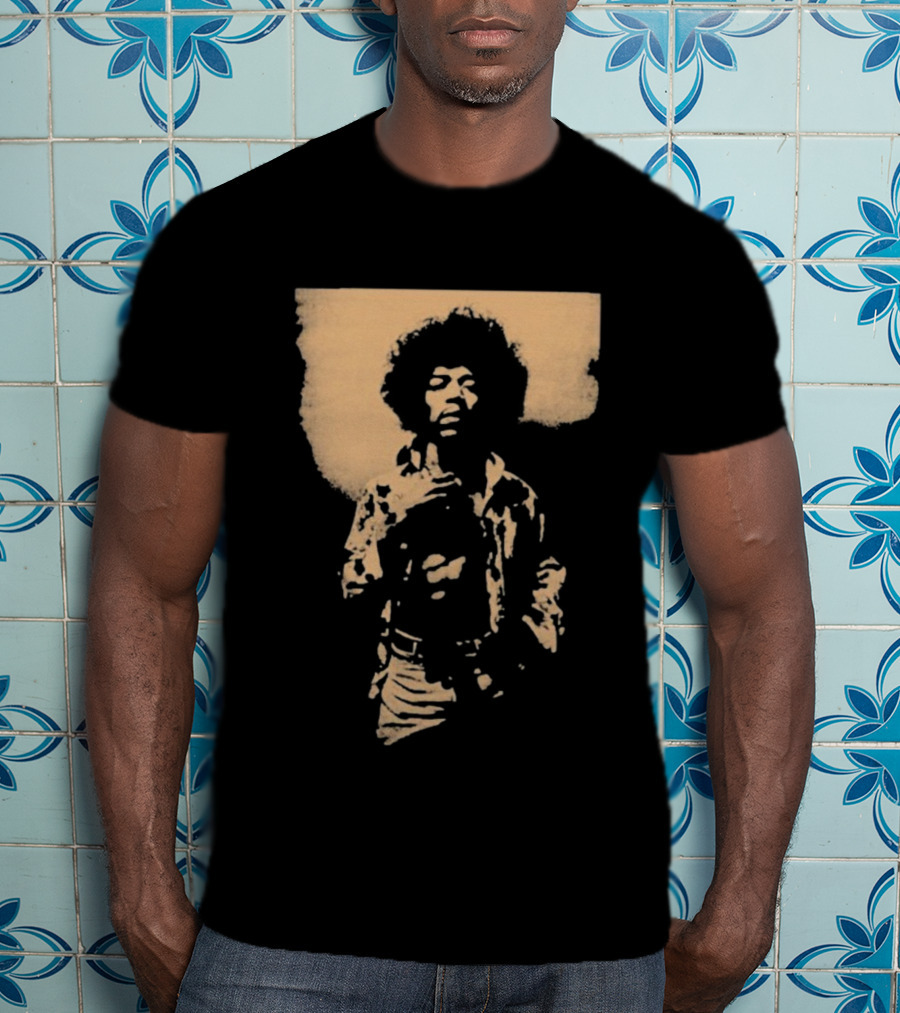 Bob Marley Jimi Hendrix Sepia 70s Vintage Style T-Shirt