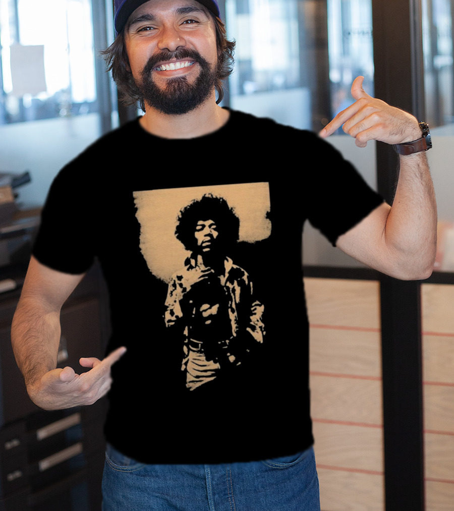 Bob Marley Jimi Hendrix Sepia 70s Vintage Style T-Shirt