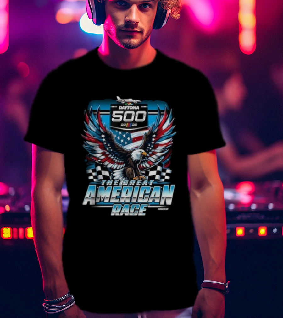 Daytona 500 2026 The Great American Race Eagle Checkered Flag Sports NASCAR T-Shirt