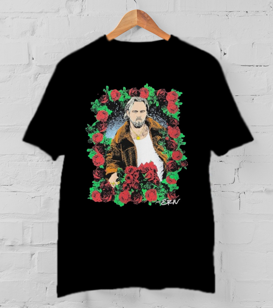 Ernest Photo Flowers Illustration Roses Portrait With ERN Signature T-Shirt