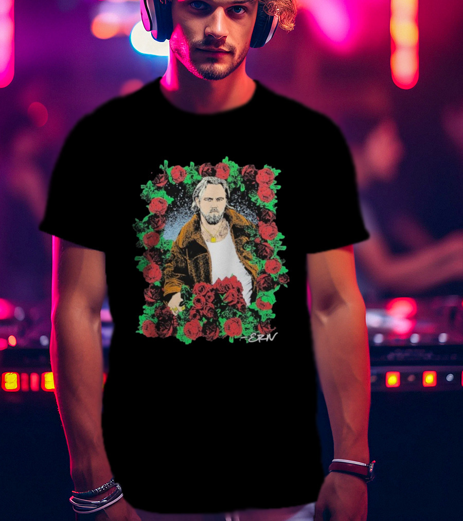 Ernest Photo Flowers Illustration Roses Portrait With ERN Signature T-Shirt
