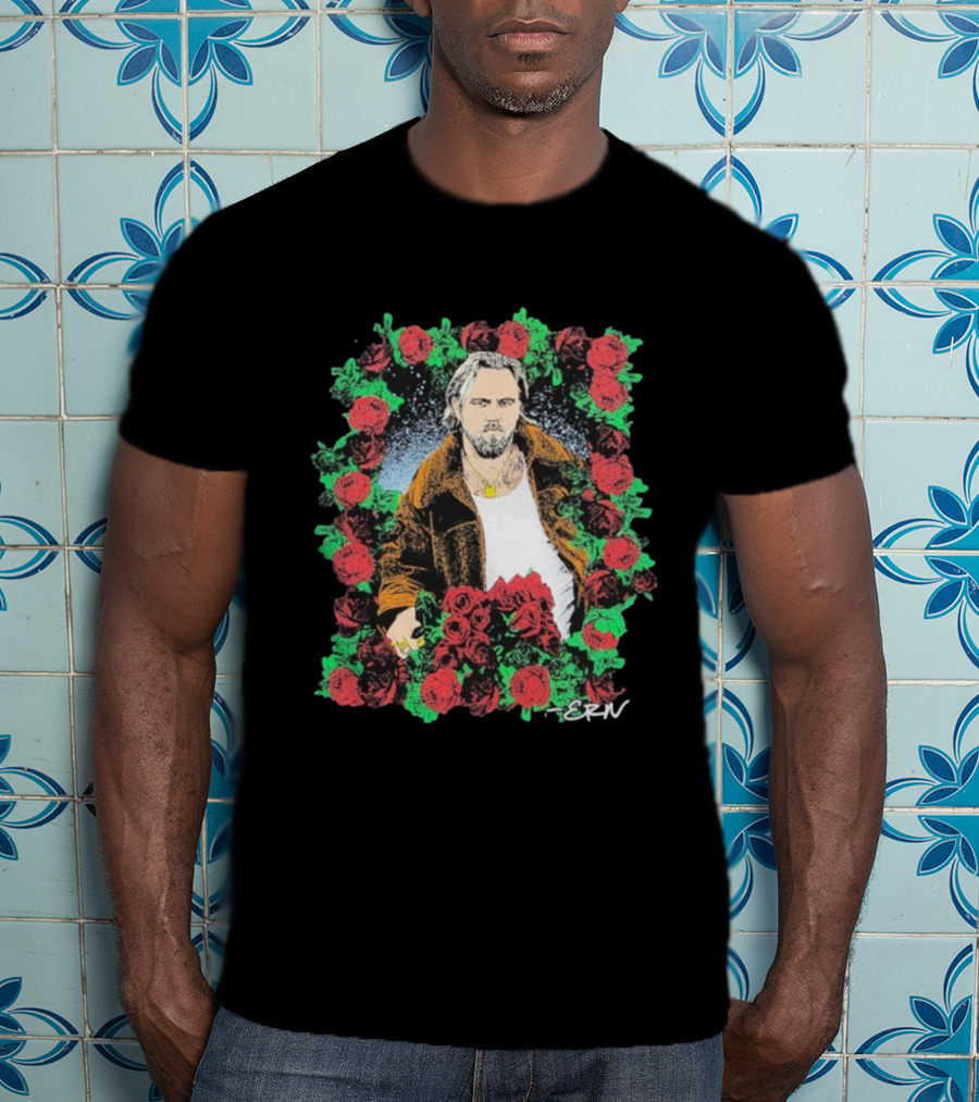 Ernest Photo Flowers Illustration Roses Portrait With ERN Signature T-Shirt