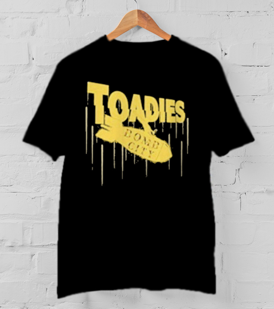 Toadies Bomb City Dripping Text And Bomb Icon T-Shirt