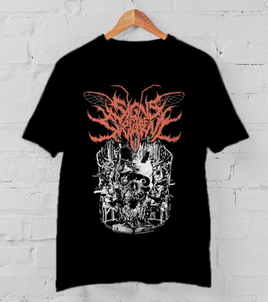 Signs Of The Swarm Hymns Of Summer Vacation Insect Skull Art T-Shirt
