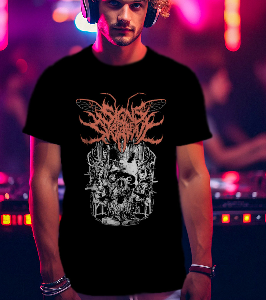 Signs Of The Swarm Hymns Of Summer Vacation Insect Skull Art T-Shirt