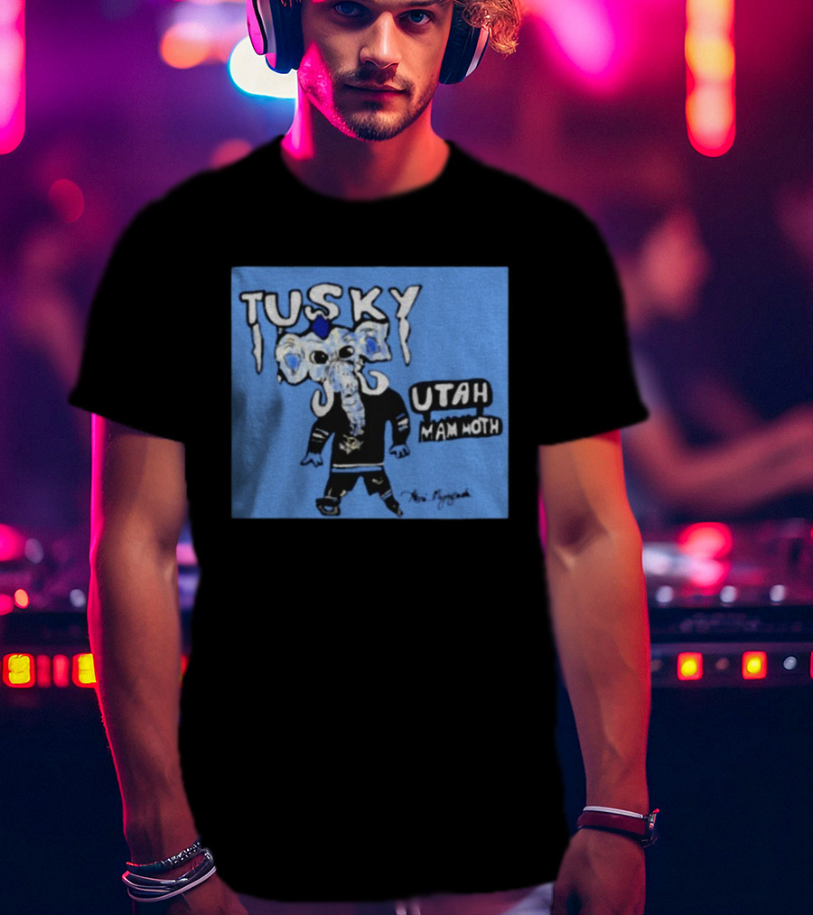 Tusky Utah Mammoth NHL Hockey Mascot 2025 Blue T-Shirt