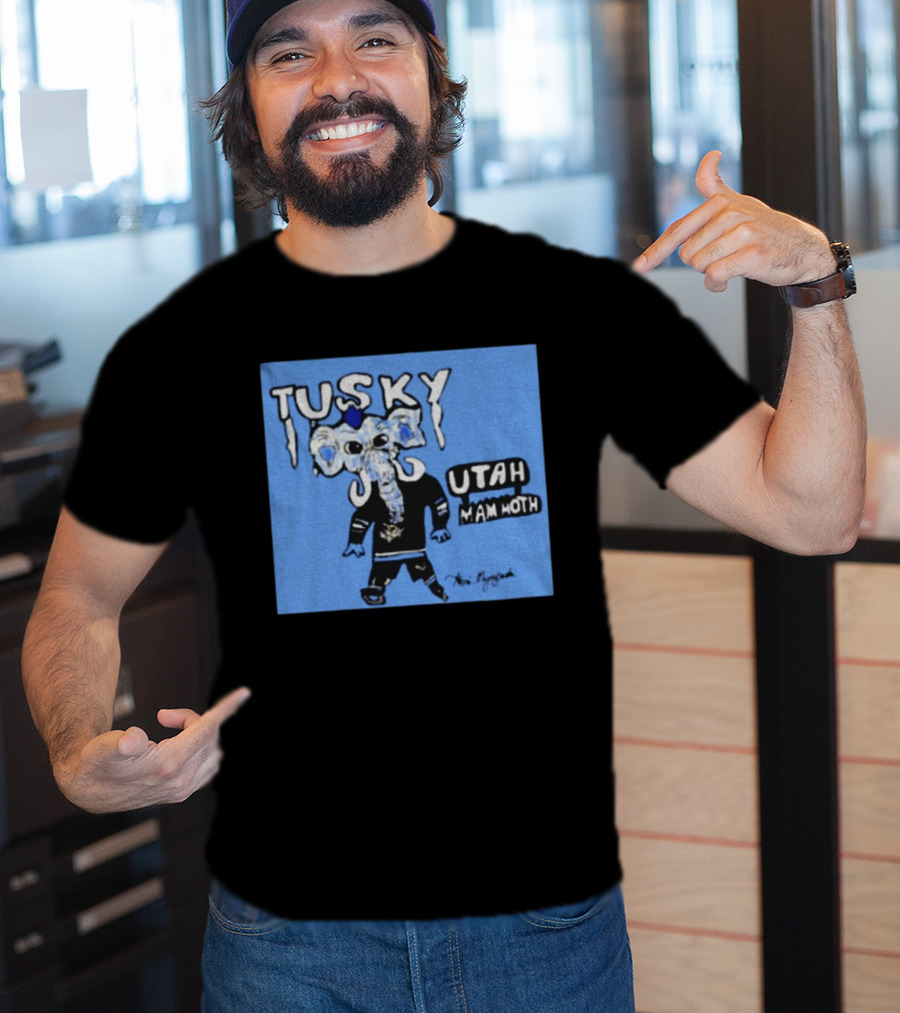 Tusky Utah Mammoth NHL Hockey Mascot 2025 Blue T-Shirt