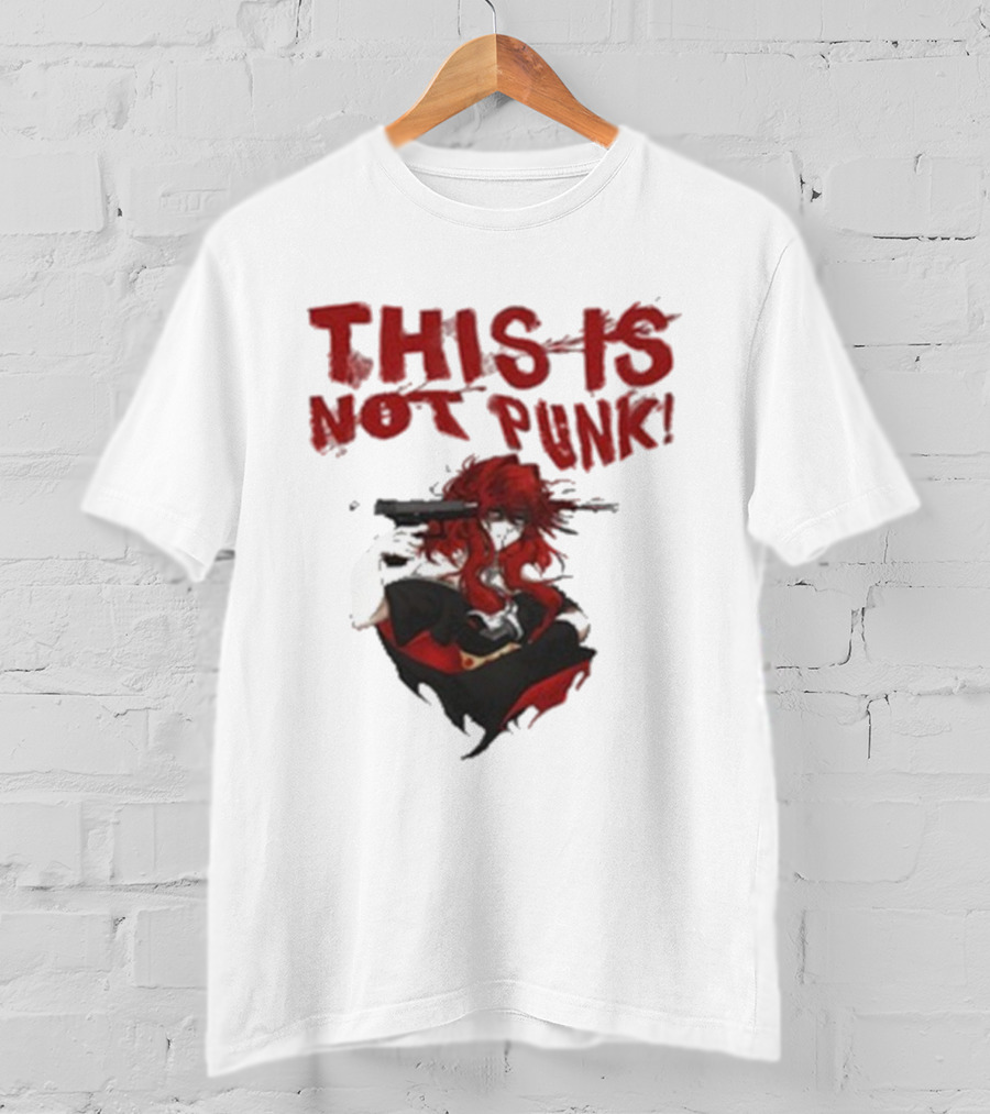 This Is Not Punk Red-Haired Character With Gun T-Shirt