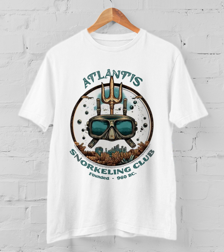 Atlantis Snorkeling Club 960 BC Trident Dive Mask Ocean Bubbles Coral T-Shirt