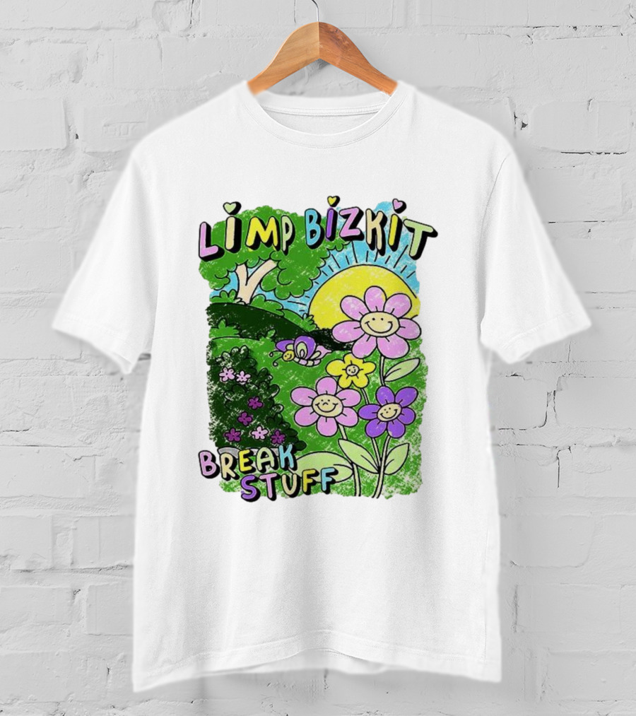 Limp Bizkit Break Stuff Flower Sun Tree Hand Drawn Paintings T-Shirt