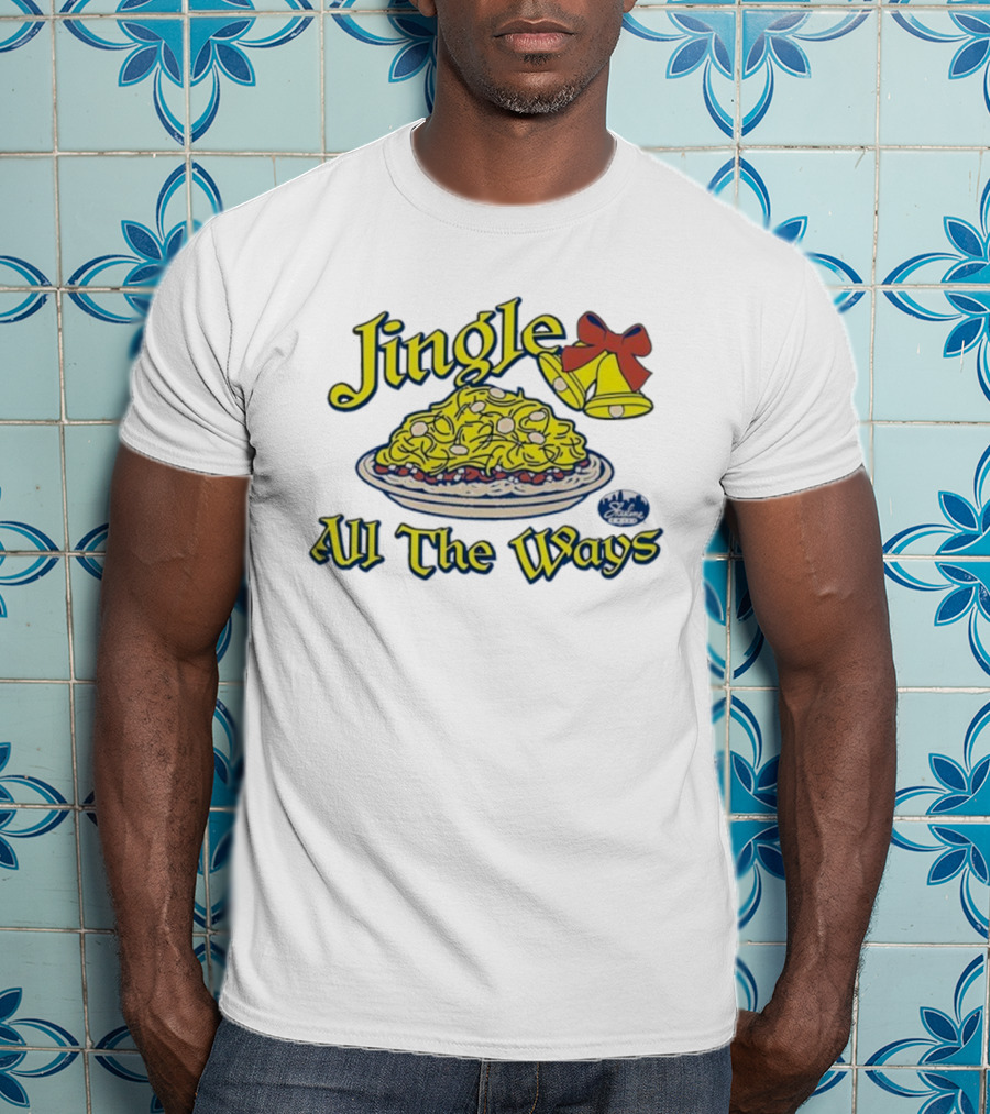 Jingle All The Ways Yellow Bells Spaghetti Plate Skyline T-Shirt