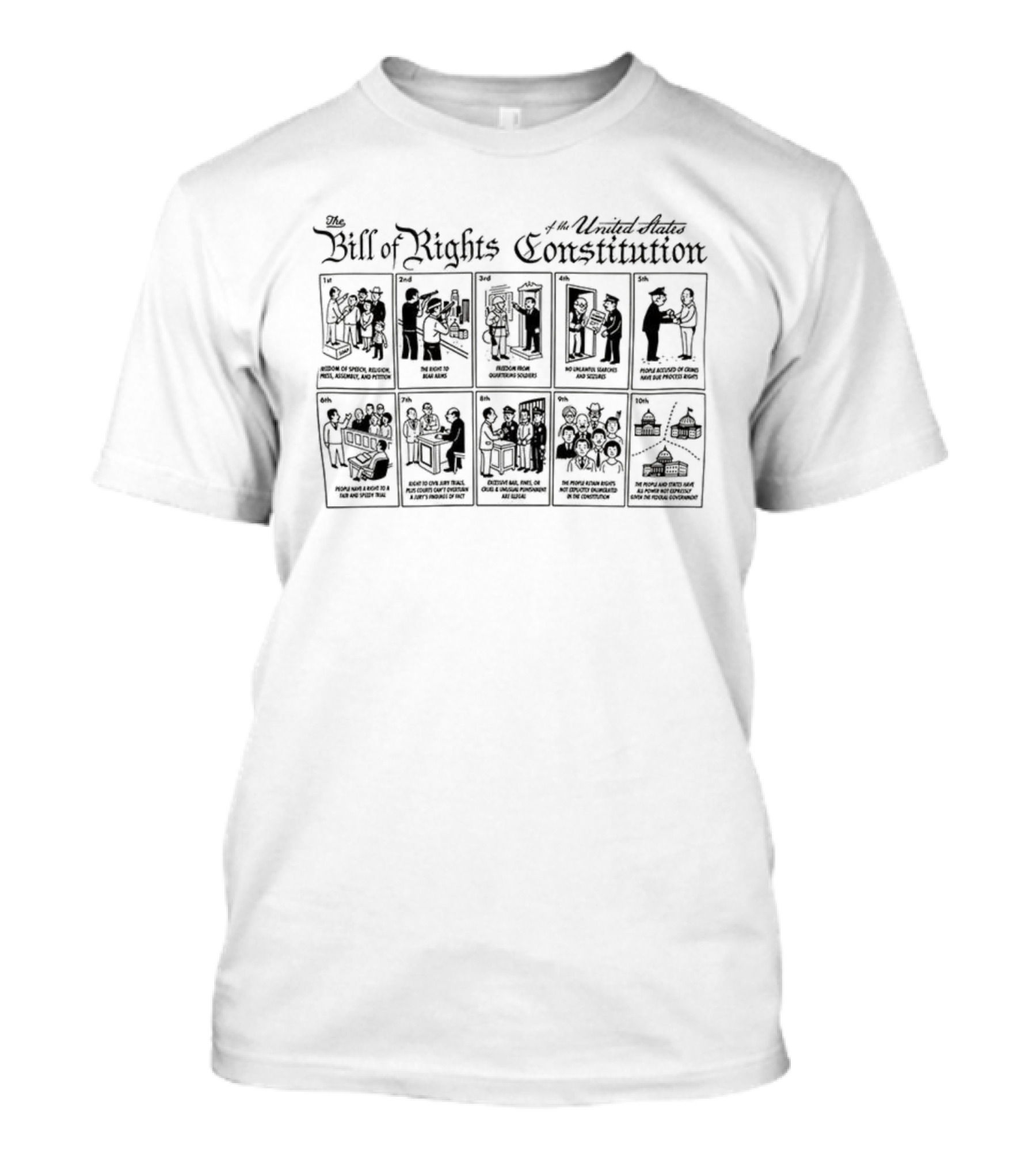 The Bill Of Rights The United States Constitution Illustrated Ringer 10 Amendments T-Shirt