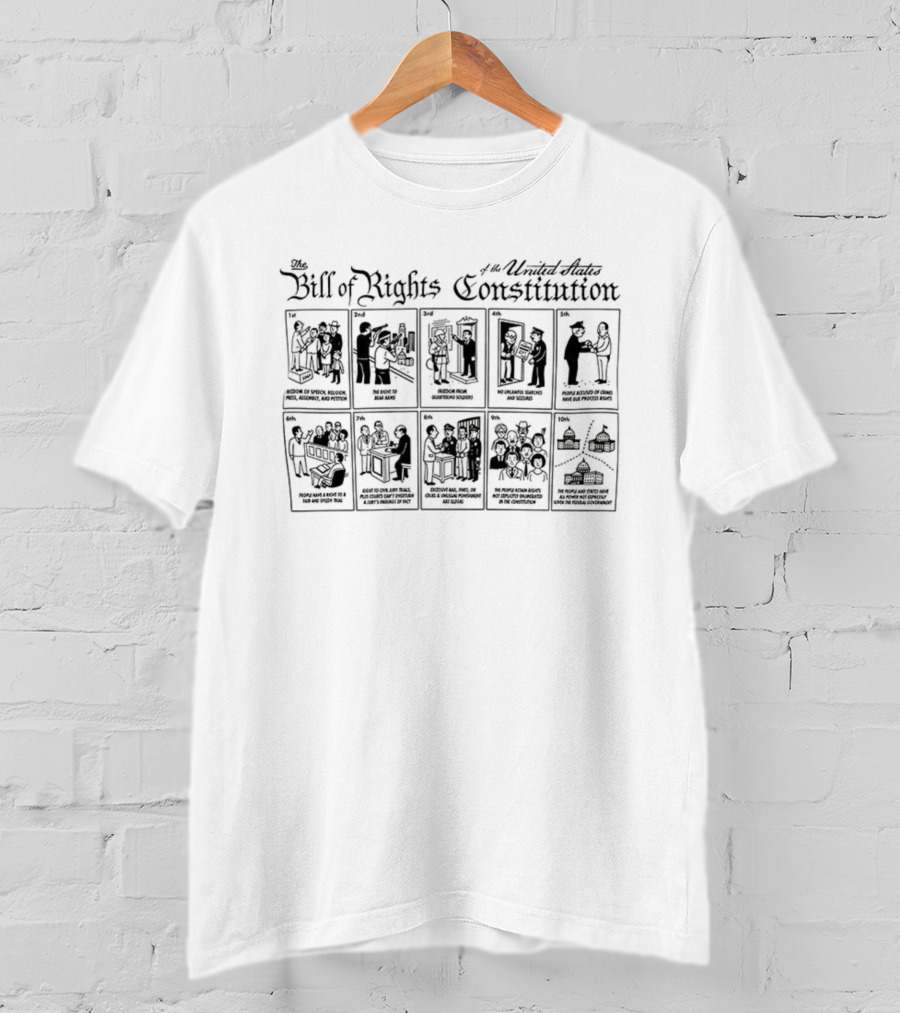 The Bill Of Rights The United States Constitution Illustrated Ringer 10 Amendments T-Shirt