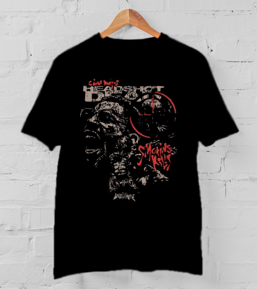 Carlos Prates Headshot Smoking Kills Full Violence Mood Red Markings T-Shirt