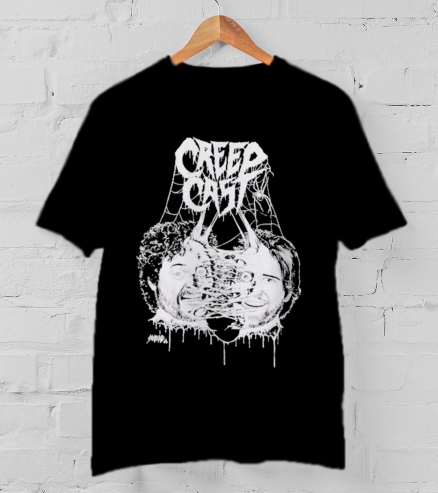 CreepCast Faces Haunted Webs Spooky Vibe T-Shirt
