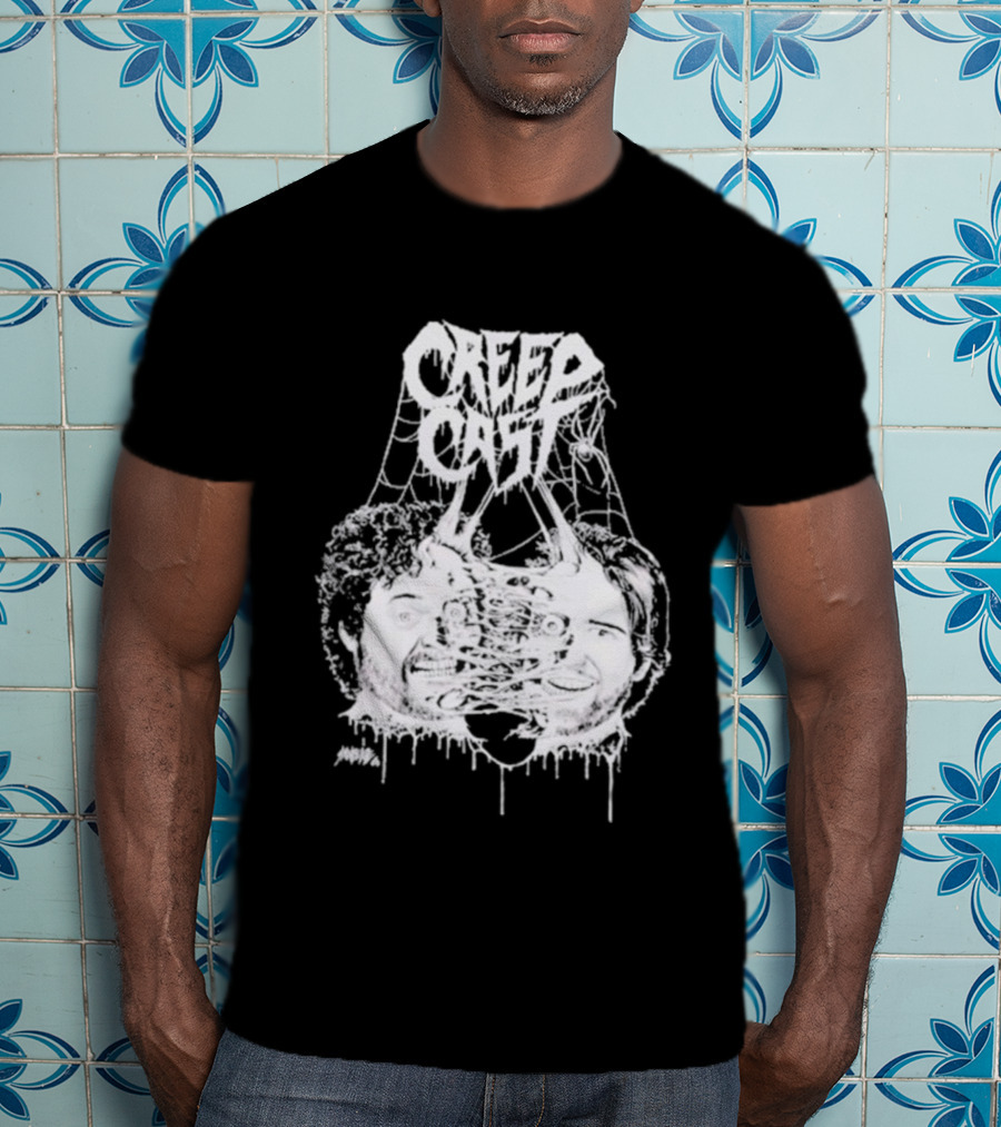 CreepCast Faces Haunted Webs Spooky Vibe T-Shirt