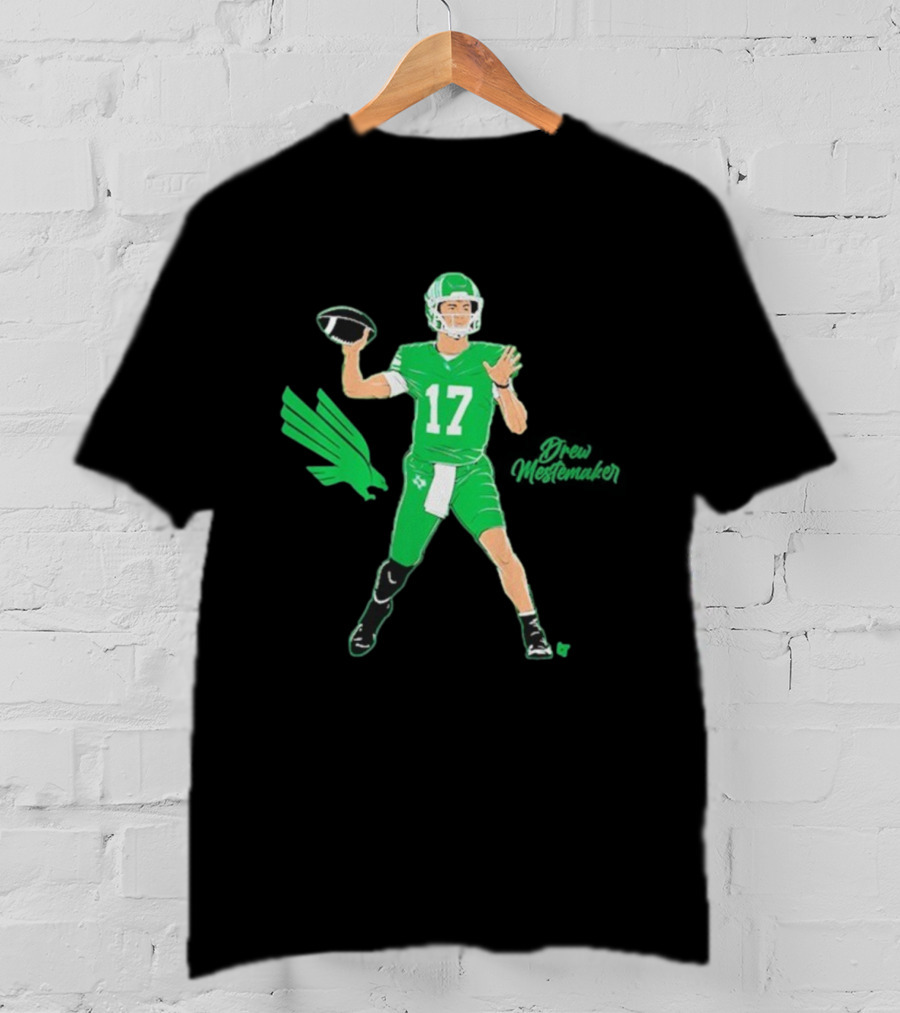 North Texas Mean Green Drew Mestemaker Quarterback 17 Superstar Pose T-Shirt