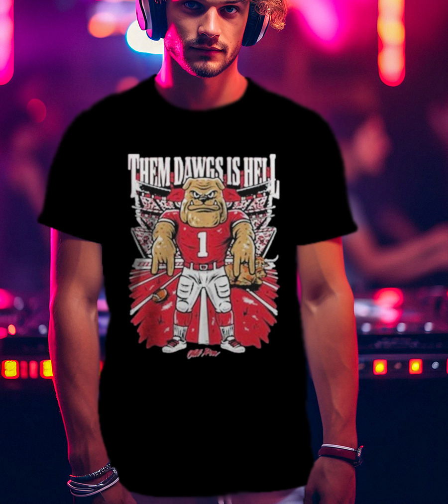 Them Dawgs Is Hell Georgia Bulldogs Mascot Football Fan Design T-Shirt