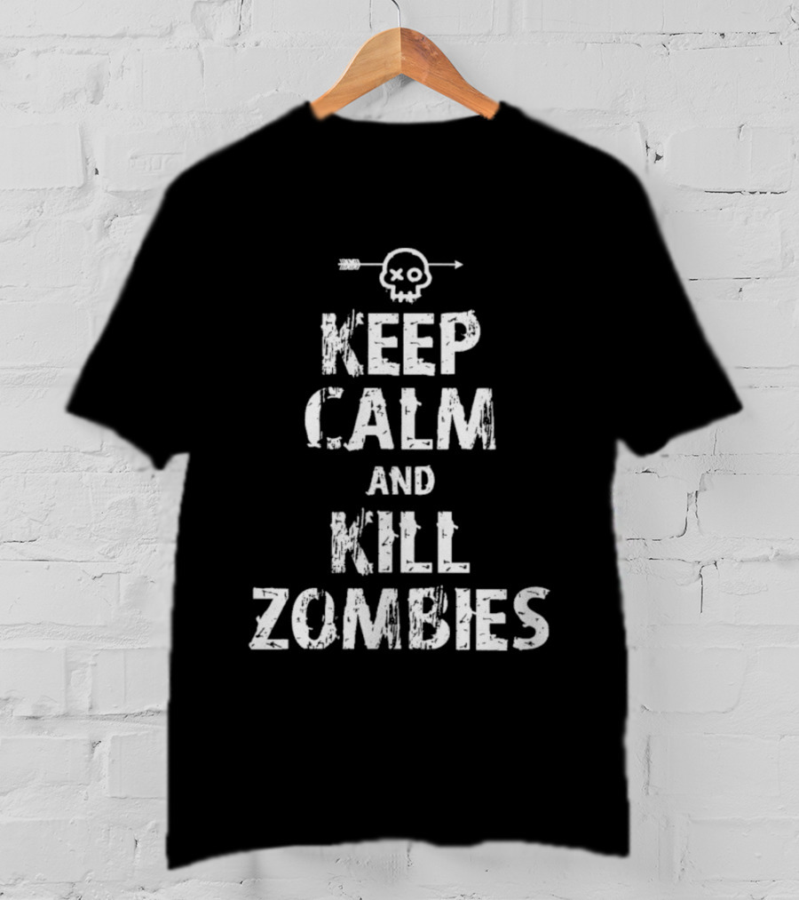 Keep Calm And Kill Zombies Skull Arrow Graphic T-Shirt