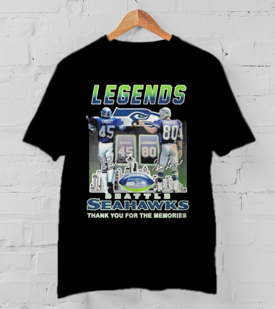 Kenny Easley Steve Largent Legends Seattle Seahawks Signatures 45 80 Icons T-Shirt