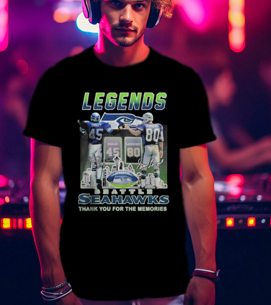 Kenny Easley Steve Largent Legends Seattle Seahawks Signatures 45 80 Icons T-Shirt