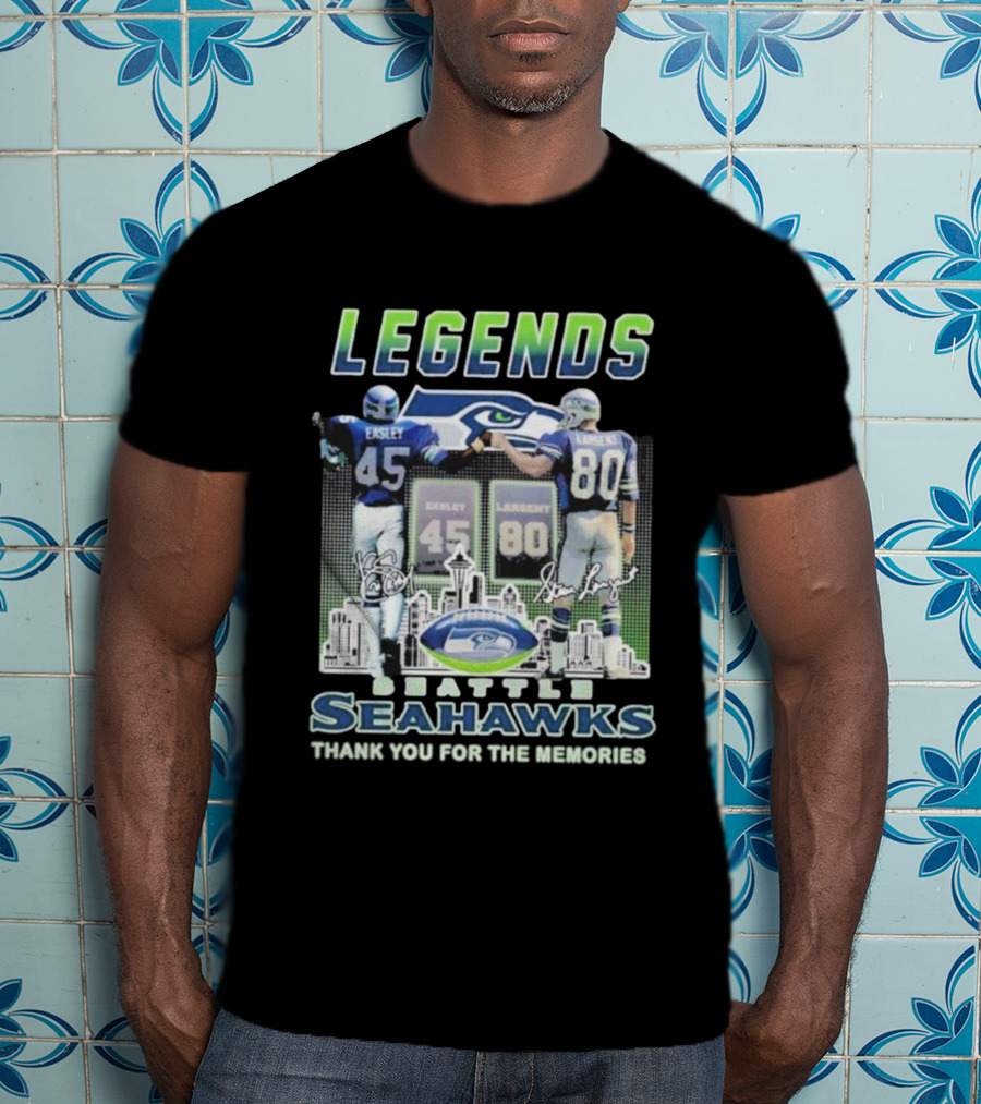Kenny Easley Steve Largent Legends Seattle Seahawks Signatures 45 80 Icons T-Shirt