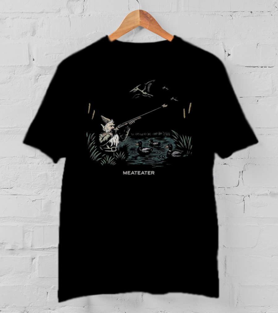 Meateater Terraducktyl Hunter Gnome Pond Ducks Paleoflight Fantasy T-Shirt