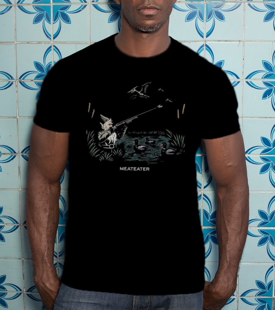 Meateater Terraducktyl Hunter Gnome Pond Ducks Paleoflight Fantasy T-Shirt