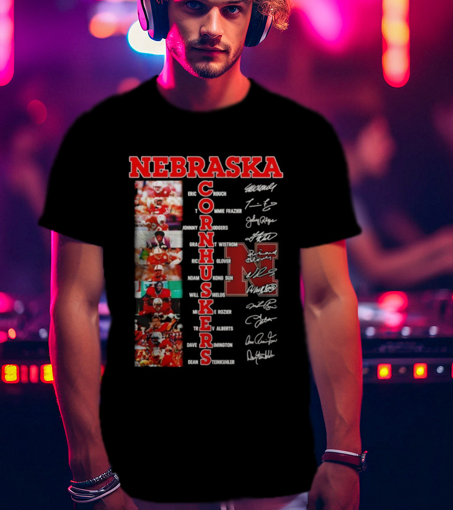 Nebraska Cornhuskers Blackshirts Legends With Signatures And Players T-Shirt