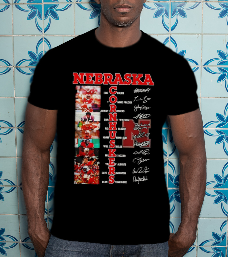 Nebraska Cornhuskers Blackshirts Legends With Signatures And Players T-Shirt