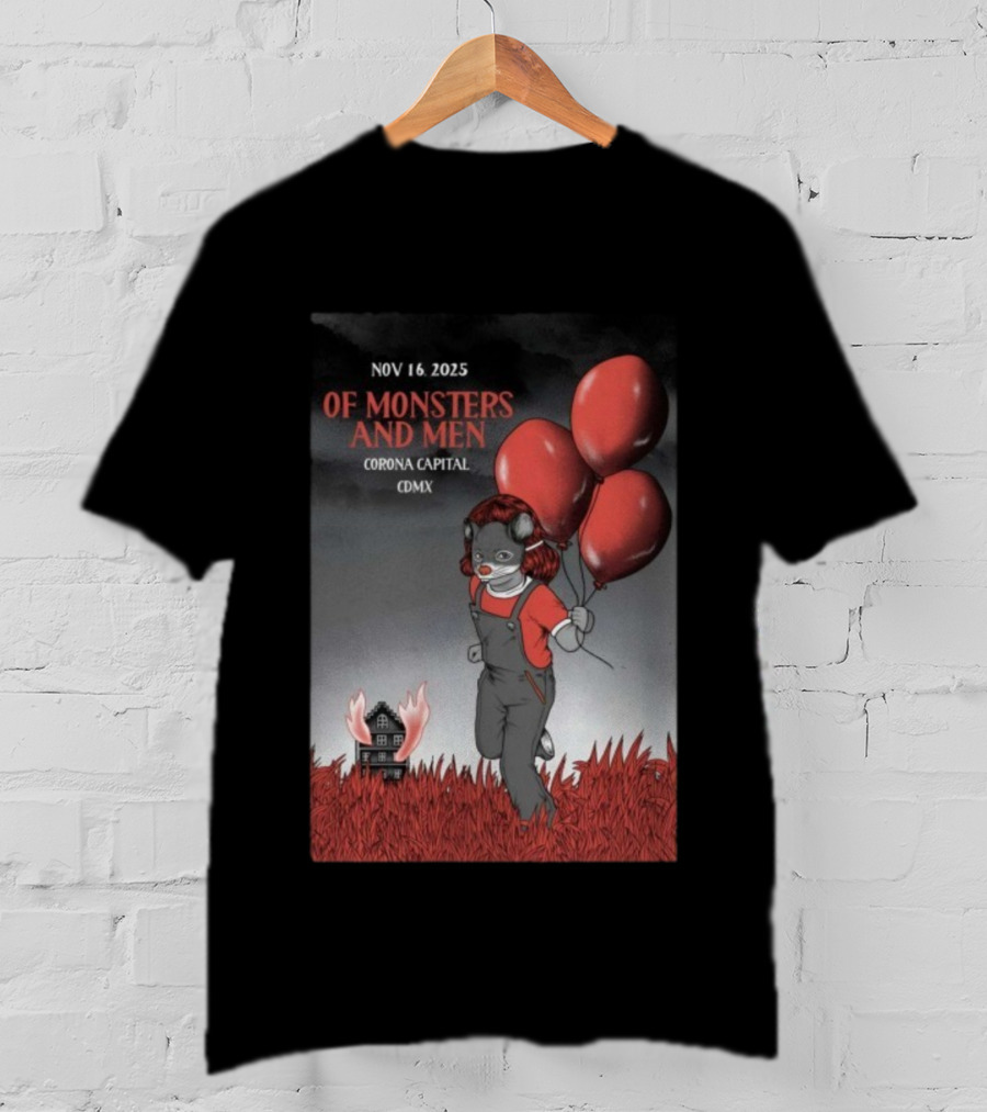 Of Monsters And Men Corona Capital CDMX Nov 16 2025 Balloons Wolf Mask T-Shirt