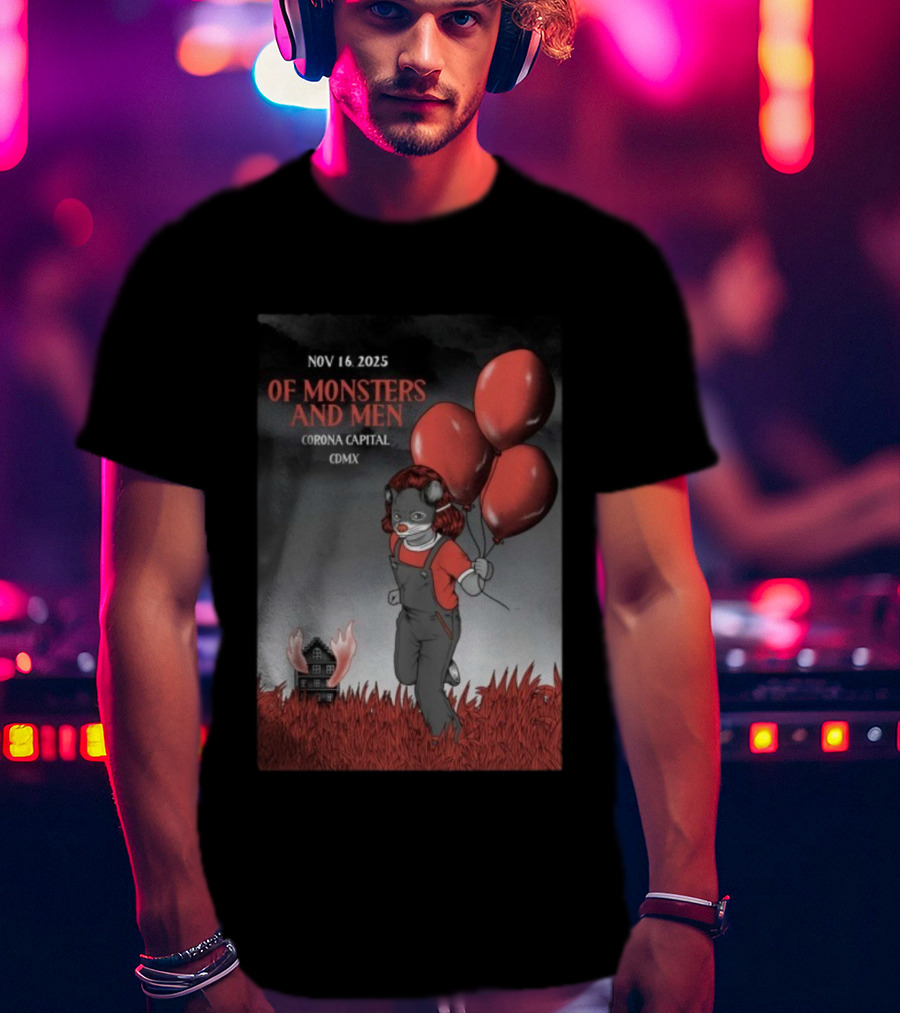 Of Monsters And Men Corona Capital CDMX Nov 16 2025 Balloons Wolf Mask T-Shirt