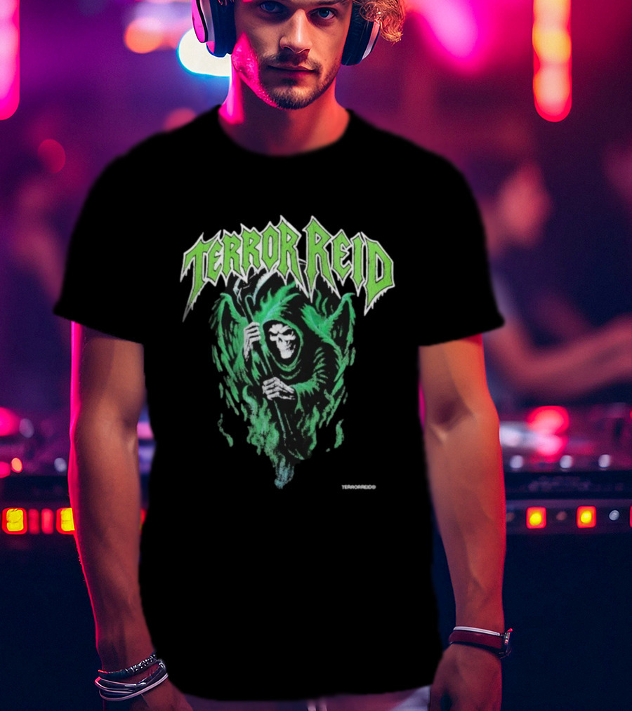 Terror Reid Green Grim Reaper Skeleton T-Shirt