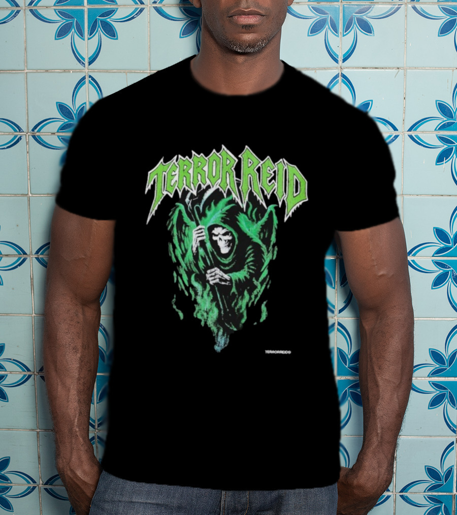Terror Reid Green Grim Reaper Skeleton T-Shirt
