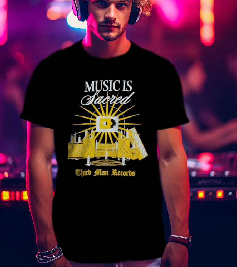 Third Man Records Music Is Sacred Sunburst Keyboard Speaker Icon T-Shirt