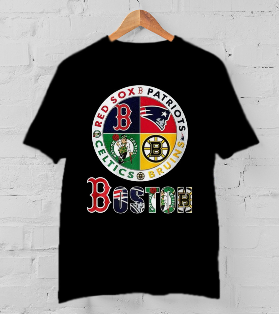 Boston Red Sox Patriots Celtics Bruins Mashup Classic Sports Teams T-Shirt