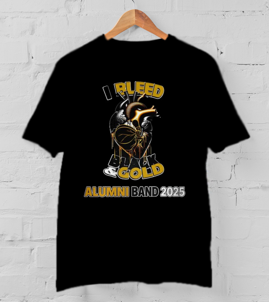 I Bleed Black Gold Alumni Band 2025 Heart Design T-Shirt