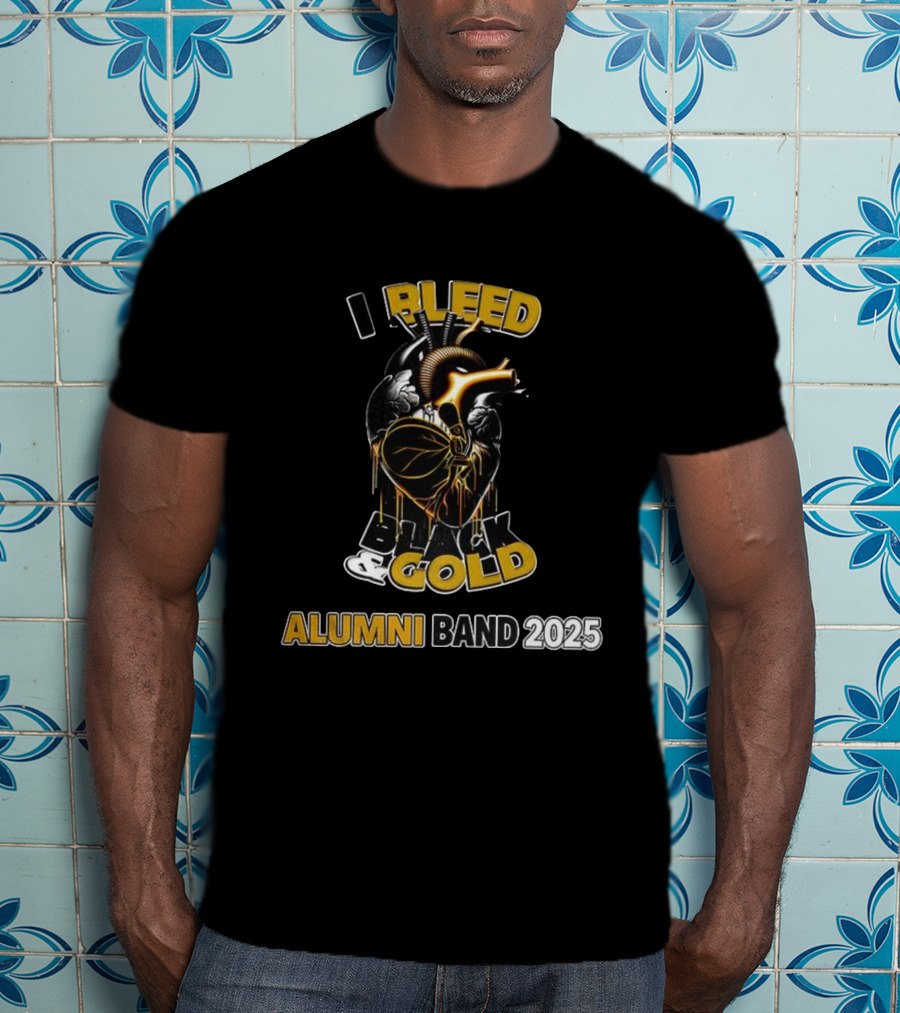 I Bleed Black Gold Alumni Band 2025 Heart Design T-Shirt