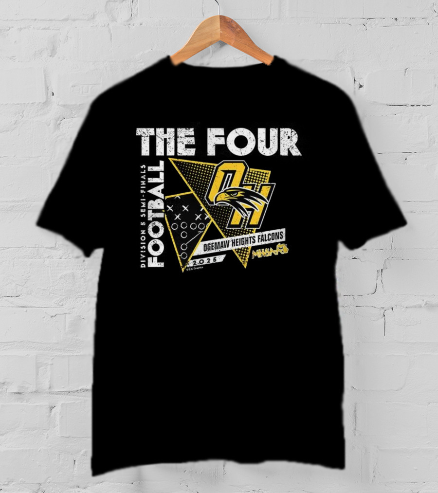 Ogemaw Heights Falcons 2025 MHSAA Football The Four Playbook Style T-Shirt